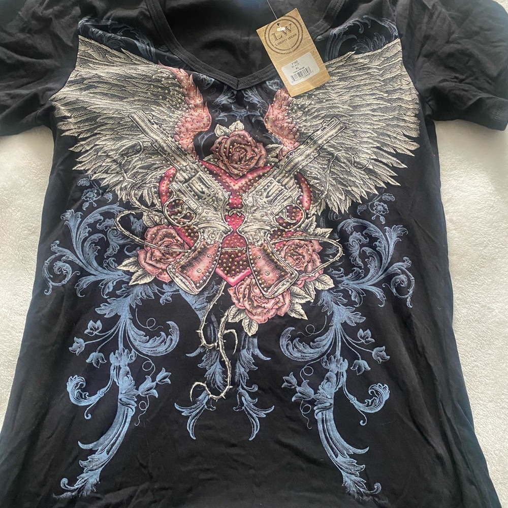 Jackyl Black Graphic Women's Top nwt size xl